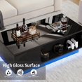 thumbnail image 5 of 47" Modern LED Coffee Table with Lift Top, All Black Coffee Table with Storage High Gloss Surface, Hidden Storage with Drawer, Open Shelves, and Built-in Power Outlet for Living Room, 5 of 9