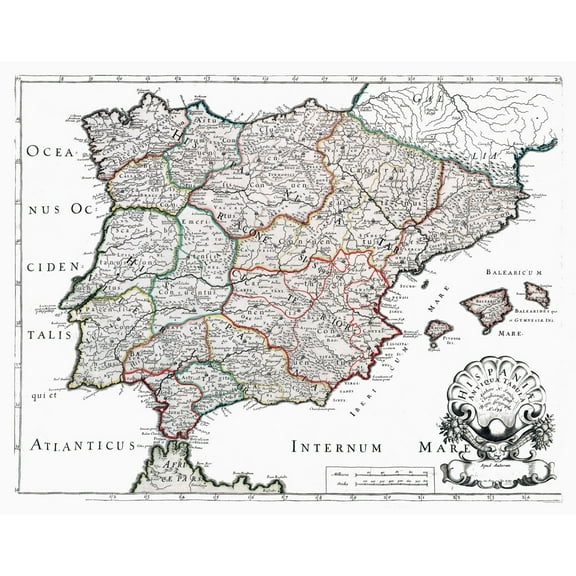 Historic Map - Spain Ancient - Sanson 1641 - 29.28 x 23 - Vintage Wall Art