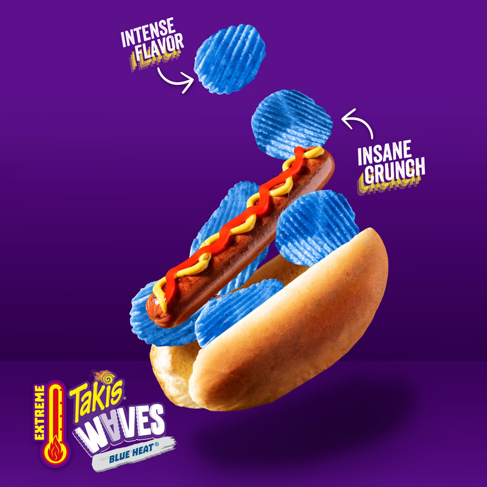 Takis Blue Heat Waves 2.5 oz Snack Size Bag, Hot Chili Takis Blue Heat Waves 2.5 oz Snack Size Bag, Hot Chili