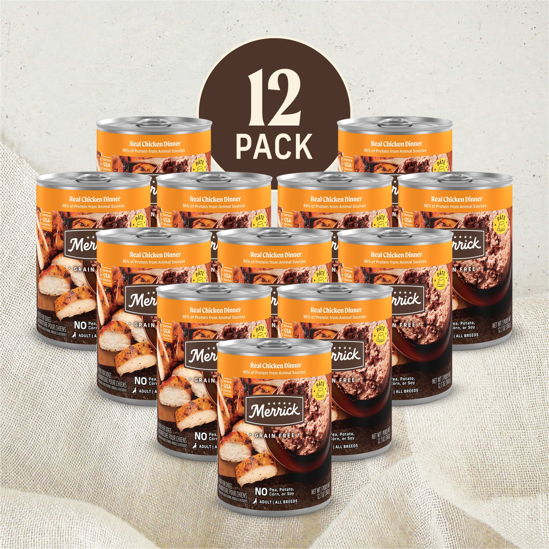 Merrick Backcountry Real Chicken Wet Dog Food, Grain Free, 12.7 oz Cans (12 Pack)
