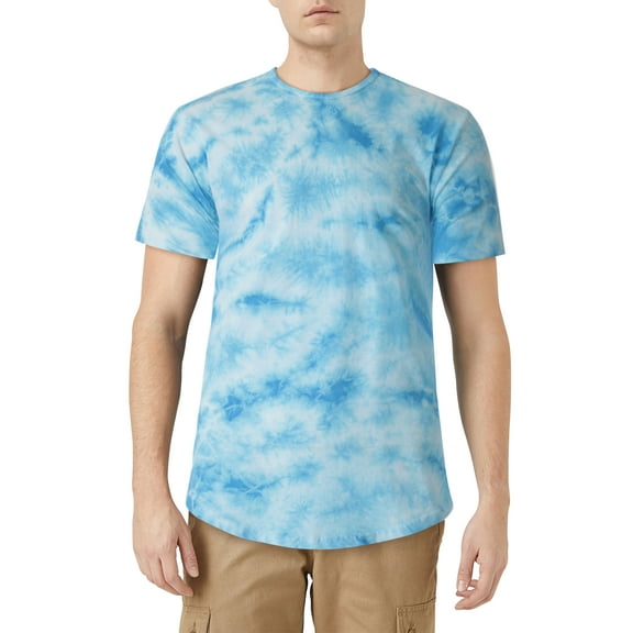 Ma Croix Mens Lightweight Hipster Longline Tie Dye Curved Hemline T Shirt