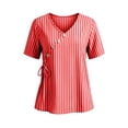 thumbnail image 6 of BUIGTTKLOP Blouse for Women Dressy Casual Summer V Neck Button down Cotton Linen Shirts Tie Front Short Sleeve Beach Vacation Tops, 6 of 8