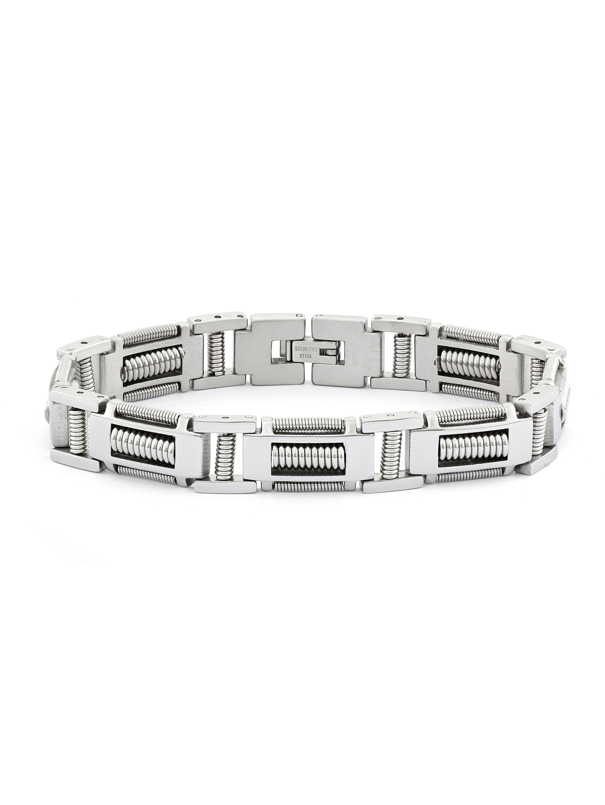 Designs by Helen Andrews Mens Stainless Steel Coil Link 7 Section Bracelet 8 