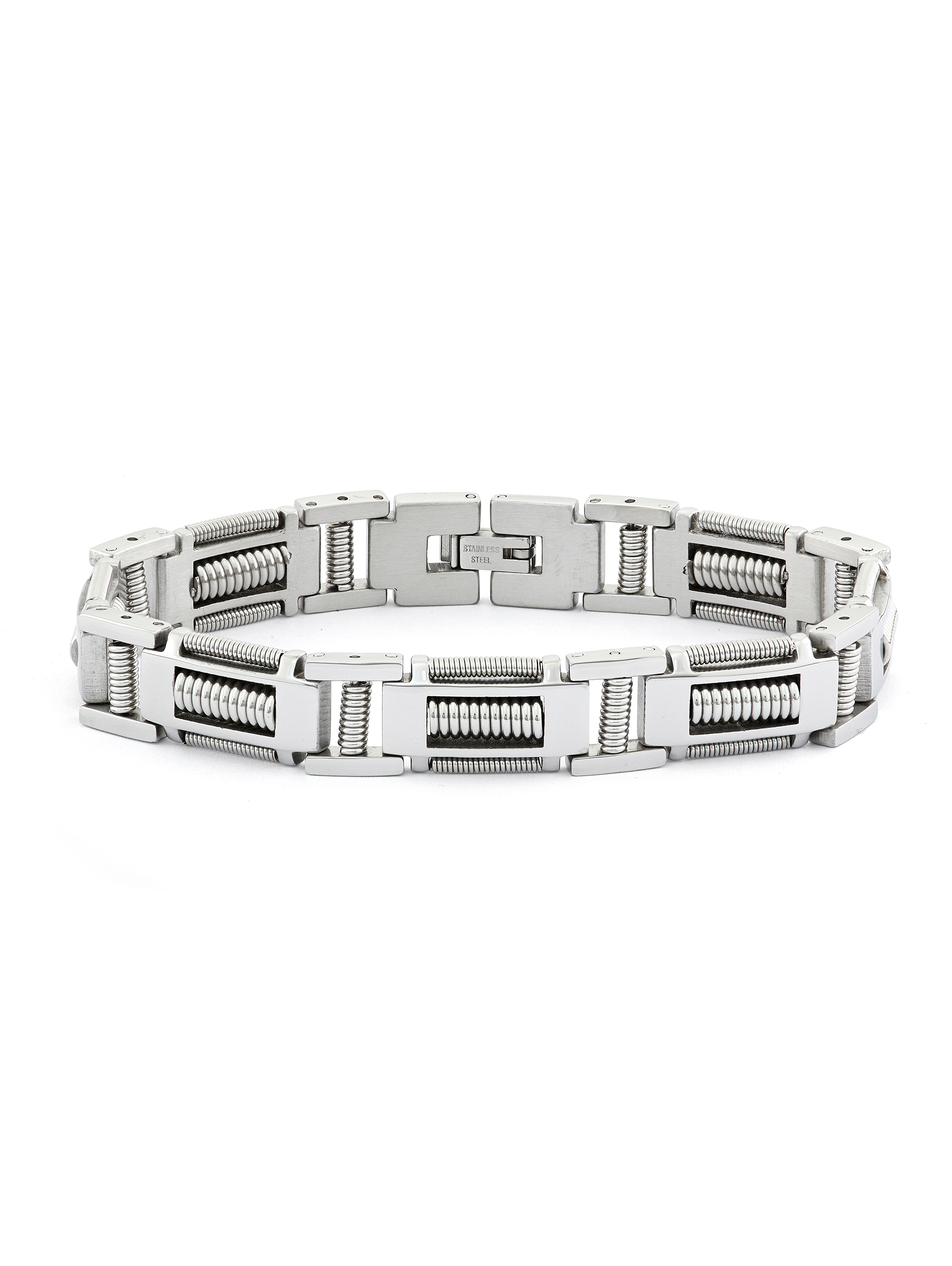 Stainless Steel 7-Station Coil Bracelet, 8.5"