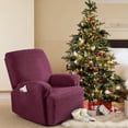 thumbnail image 3 of AuraLane Recliner Chair Cover with Storage Pockets,Stretchable Striped Slipcover for 1-Seater Chairs, 3 of 8