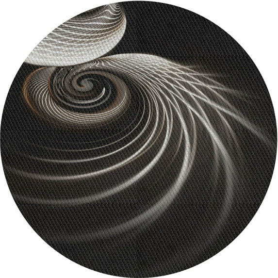 Ahgly Company Indoor Round Patterned Black Novelty Area Rugs, 7' Round