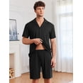 thumbnail image 3 of EKOUAER Mens Pajamas Set Short Sleeve Sleepwear Button Down Soft Loungewear 2 Piece Pj Shorts Sets with Pockets, 3 of 6