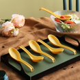 thumbnail image 2 of Evanda Plastic Soup Spoon of 12 Pieces, Unbreakable Reusable Dinner Spoon for All Purpose and All Age Microwave Safe BPA Free Dishwasher Safe (Gold Yellow), 2 of 7