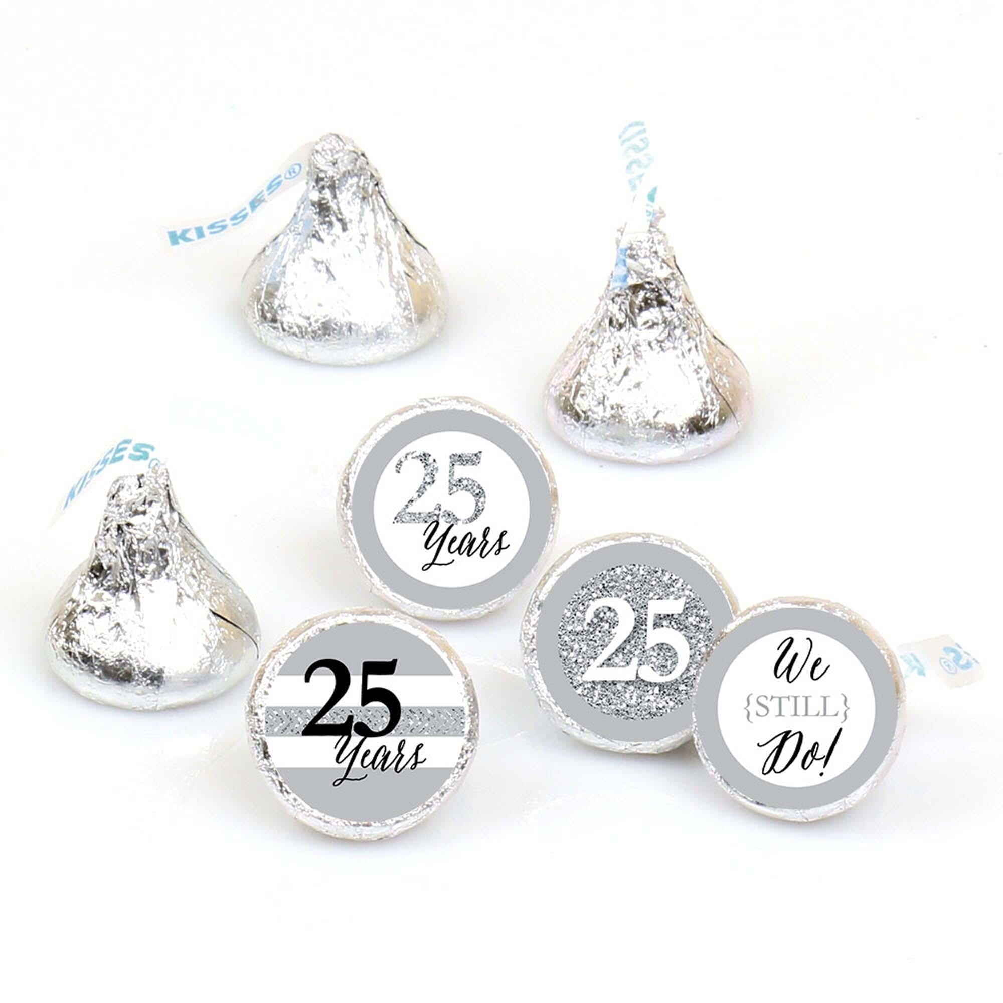 Big Dot of Happiness We Still Do - 25th Wedding Anniversary - Party Candy Sticker Favors - Labels Fit Hershey's Kisses 108 Ct