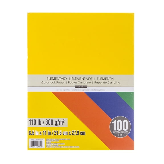 100 Sheets Elementary 8.5” x 11” Cardstock Paper by Recollections - Acid and Lignin Free Paper for Scrapbooks - Arts & Crafts - 1 Pack