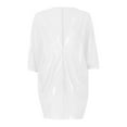 thumbnail image 3 of Plus Size Cardigan for Women Solid Color Long Sleeved Irregular Hem Pleated Cardigan on Clearance, 3 of 3