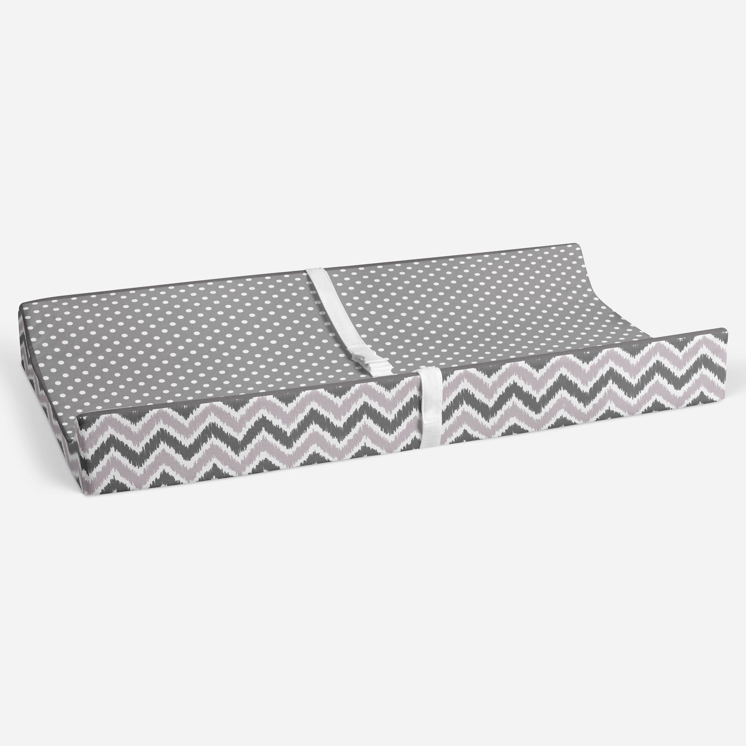 Bacati - Mix N Match Chevron/Dots Gray Neutral Quilted Changing Pad Cover