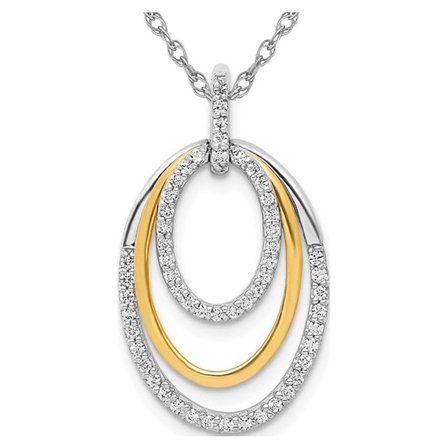 1/4 Carat (Ctw) Lab-Grown Diamond Circle Pendant Necklace Pendant in 14K White Gold with Chain for Women