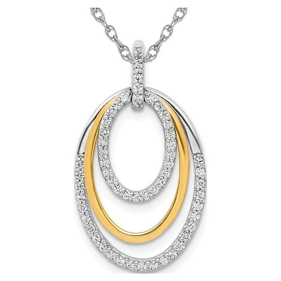 1/4 Carat (Ctw) Lab-Grown Diamond Circle Pendant Necklace Pendant in 14K White Gold with Chain for Women