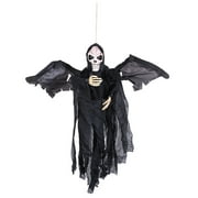 Hanging Ghost Voice-activated Glowing Skull Horror Haunted House Props (Black)