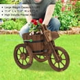 thumbnail image 6 of SOPTY Wood Cart Garden Planter Pot w/3 Wheels Barrow Wagon Flower Barrel Outdoor Decoration for Patio Lawn Backyard-1Pcs, 6 of 9