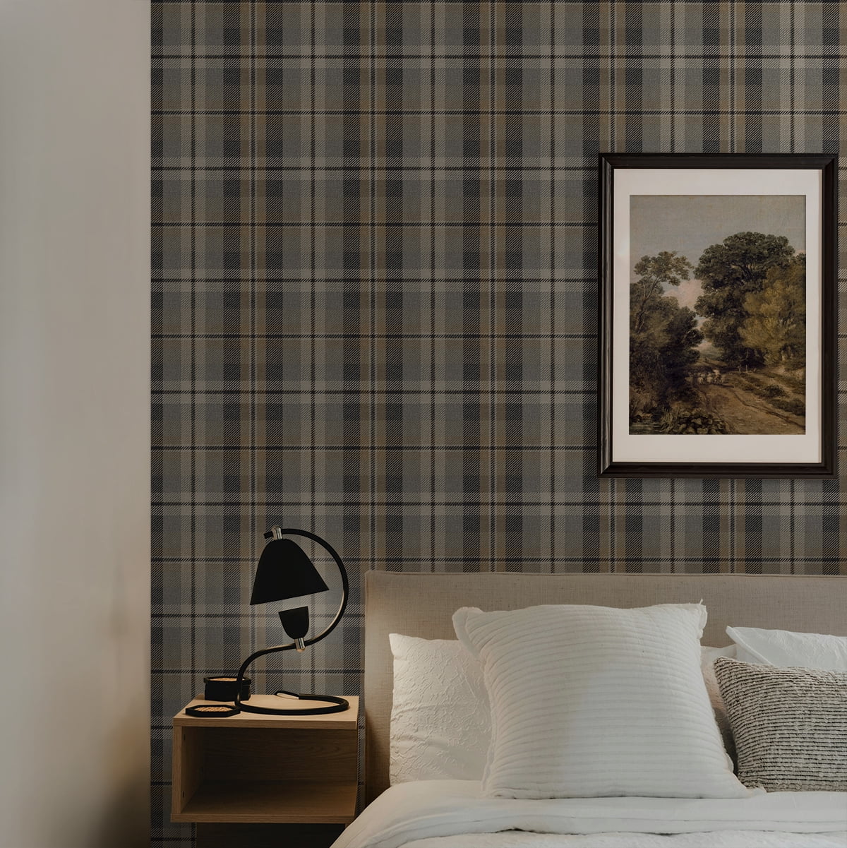 Harry & Grace Cliffside Thornbury Tailored Plaid Peel and Stick Wallpaper - 20.5 in. W x 18 ft. L Roll