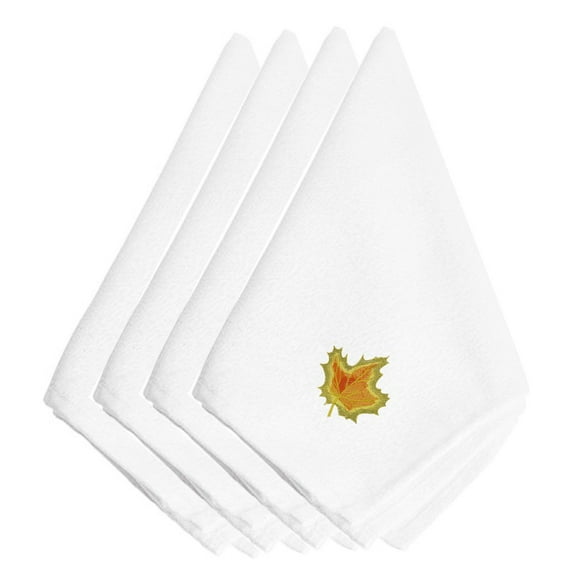 Fall Single Maple Leaf Embroidered Napkins Set of 4