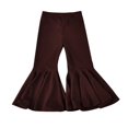 thumbnail image 3 of EnJoCho Toddler Girls Baggy Bell-Bottom Pants Loose Wide Leg Elastic High Waist Ruffled Flared Trousers Little Girls Soft Knit Flared Pants Elastic High Waist Bell Bottom Pants, 3 of 6