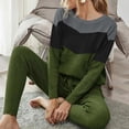 thumbnail image 1 of Pantalones De Cuello Redondo, Ropa De Salón, Pijama De Manga Larga, Conjunto Cálido, Lavable A Máquina, 2 Piezas, Corbata De Cintura Para El Día A Día Para La Oficina ANGGREK Verde S, 1 of 6
