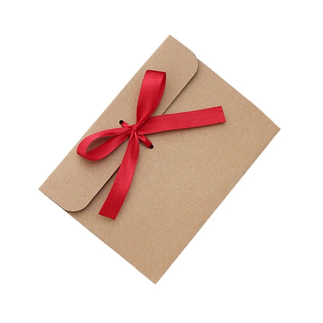 OUNONA 50Pcs Wedding Envelope Kraft Paper Bowknot Style Light Brown Invitation Cards Envelope for Decor