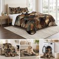 thumbnail image 6 of Queen Quilt Set 90''x96'', Brown Teal Geometric Lightweight Bedspread Coverlet Set with 2 Pillow Shams, Retro Modern Plaid Abstract Art Breathable All Season Quilt Bedding for Bedroom/Guest Room, 6 of 9