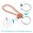 thumbnail image 3 of Braided Leather Keychain with Stainless Steel Key Ring Sleeve, PU Woven Wristlet Lanyard, White Orange, 3 of 5