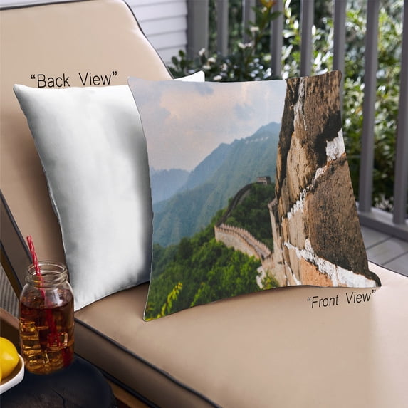 Ahgly Company Sites Great Wall of China Outdoor Throw Pillow, 18 inch by 18 inch