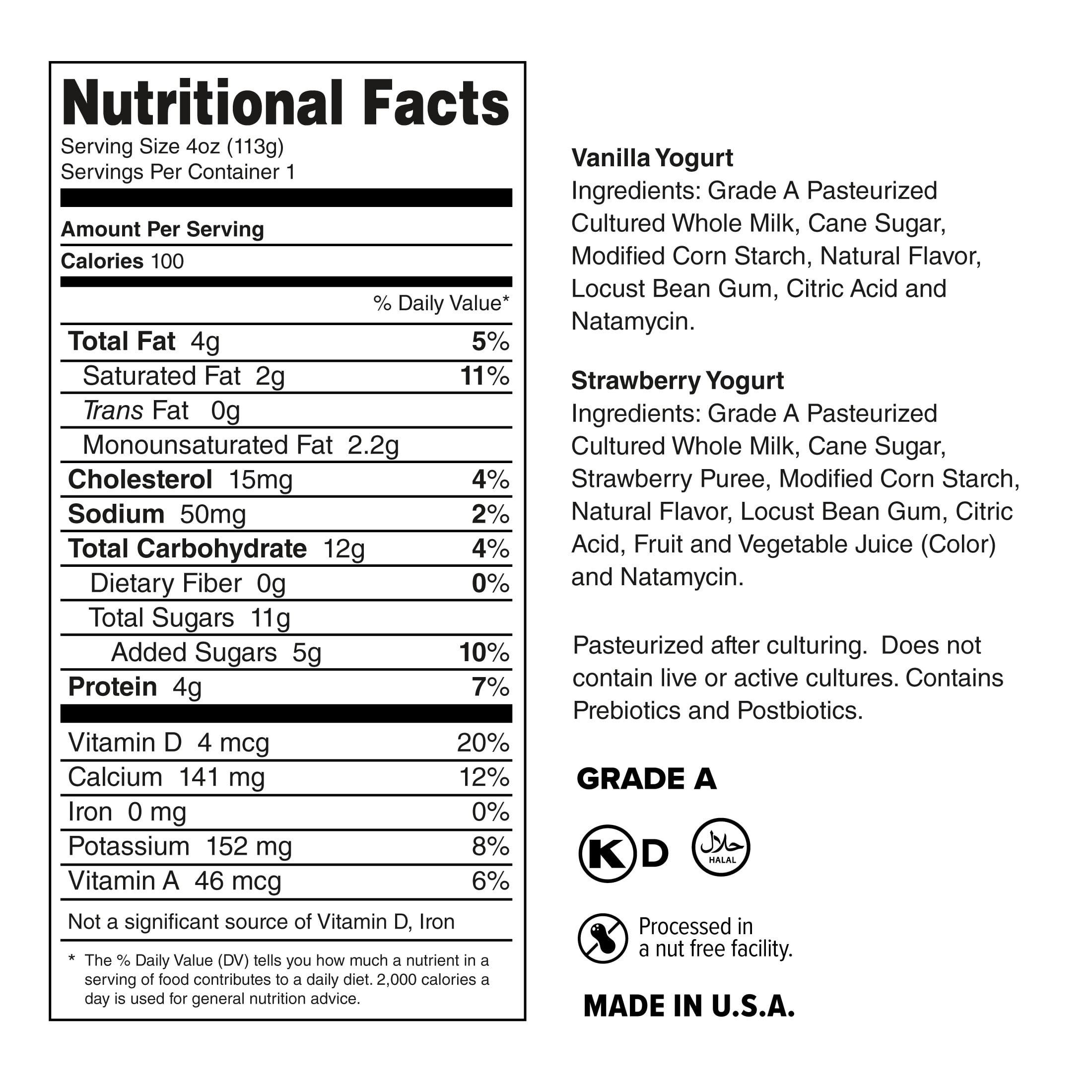 Backpack Yogurt Vanilla and Strawberry Variety Pack, 4 oz (24ct)