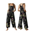 thumbnail image 6 of Lnzyyephy Women Plus Sizes Jumpsuit, Leaf Floral Print Square Neck Sleeveless Casual Overalls with Pockets for Girls, 3 Colors, 6 of 9