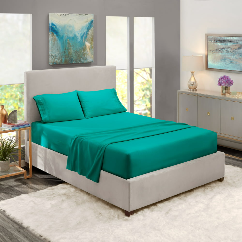 Full Size Bed Sheets Set Teal Luxury Bedding Sheets Set 4 Piece Bed