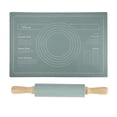 thumbnail image 2 of Non-Stick Silicone Rolling Pin & Dough Mat Set,Rolling Pin with Thick Baking Mat for Kneading Dough,Dark Blue,Baking Essentials,Rolling Mat,JN,1 Set, 2 of 6