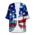thumbnail image 4 of lcziwo Wamen 4th of July Outfits Kimono Cardigans American Flag Graphic Swimsuits Cover Up Tops Summer Plus Size 3/4 Sleeve Chiffon Cardigan Multicolor XXXXL Sale of The Day, 4 of 6