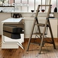 thumbnail image 4 of 3 Step Ladder,Aluminum Lightweight Folding 3 Step Stool with Anti-Slip Wide Pedal, 330lbs Capacity Step Ladder for Household,Kitchen,Office - BlackWoodgrain, 4 of 16
