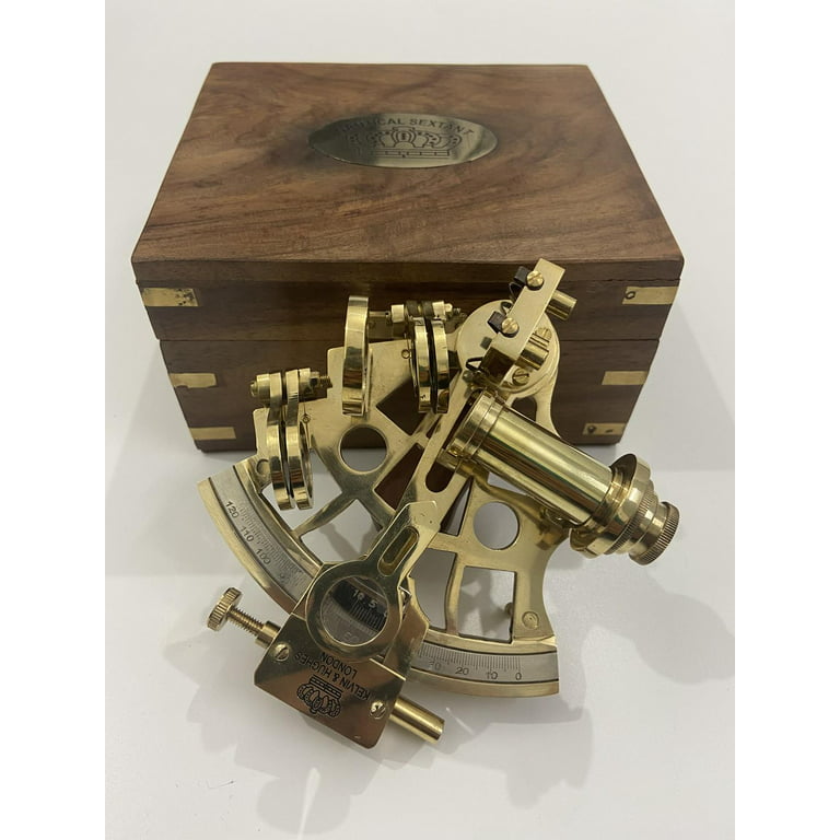 Nautical Solid Brass Sextant With Wooden Box