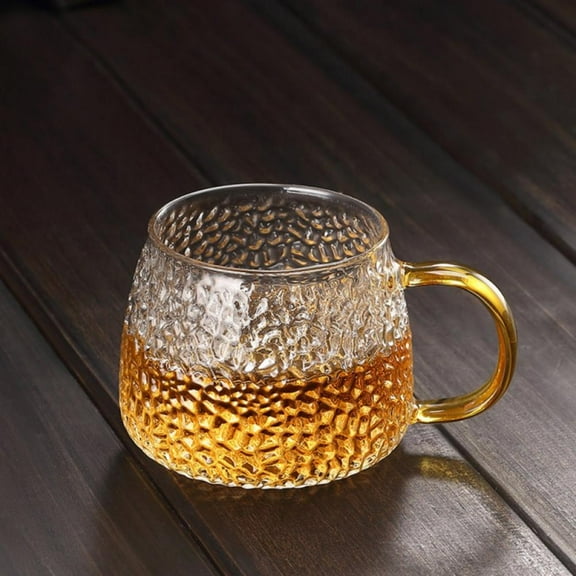 14.8oz Frosted Glass Cup with Handle for Coffee,Hot Tea, Soup,Clear Drinking Mug