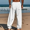 thumbnail image 4 of adviicd Baggy Pants Men Mens Casual Pants Elastic Waist Drawstring Straight-Legs Summer Beach Loose Fit Trouser (White,M), 4 of 7