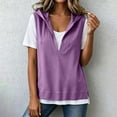 thumbnail image 2 of Feancey Womens Short Sleeve Hoodie Sweatshirts 2 In 1 V Neck Side Split Pullover Tops Color Block Casual Lightweight Hooded Sweatshirt for Office Daily Wear Purple 3XL, 2 of 8