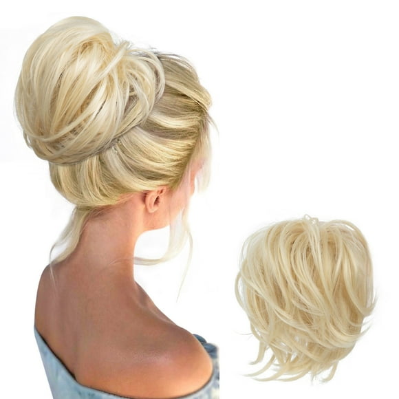 Mother'S Day Real Silk Wig, Messy Hair Bun Hair Pieces Curly Synthetic Updo Scrunchies Ponytail Extension for Women Black 1Pcs, Wig, Closure,Hair Bundles,Lace Frontal,Highlight Cap,Lace Front,Lace