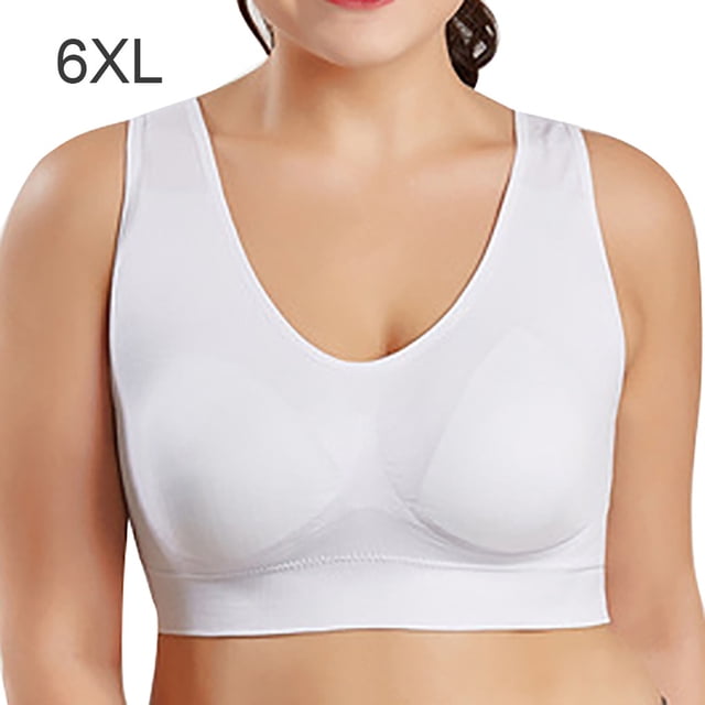 Sujetador sin costuras Wireless Hacer subir Lingerie Plus Size Yoga Sport Underwear, Blanco, 6XL sidaley AP002554-06
