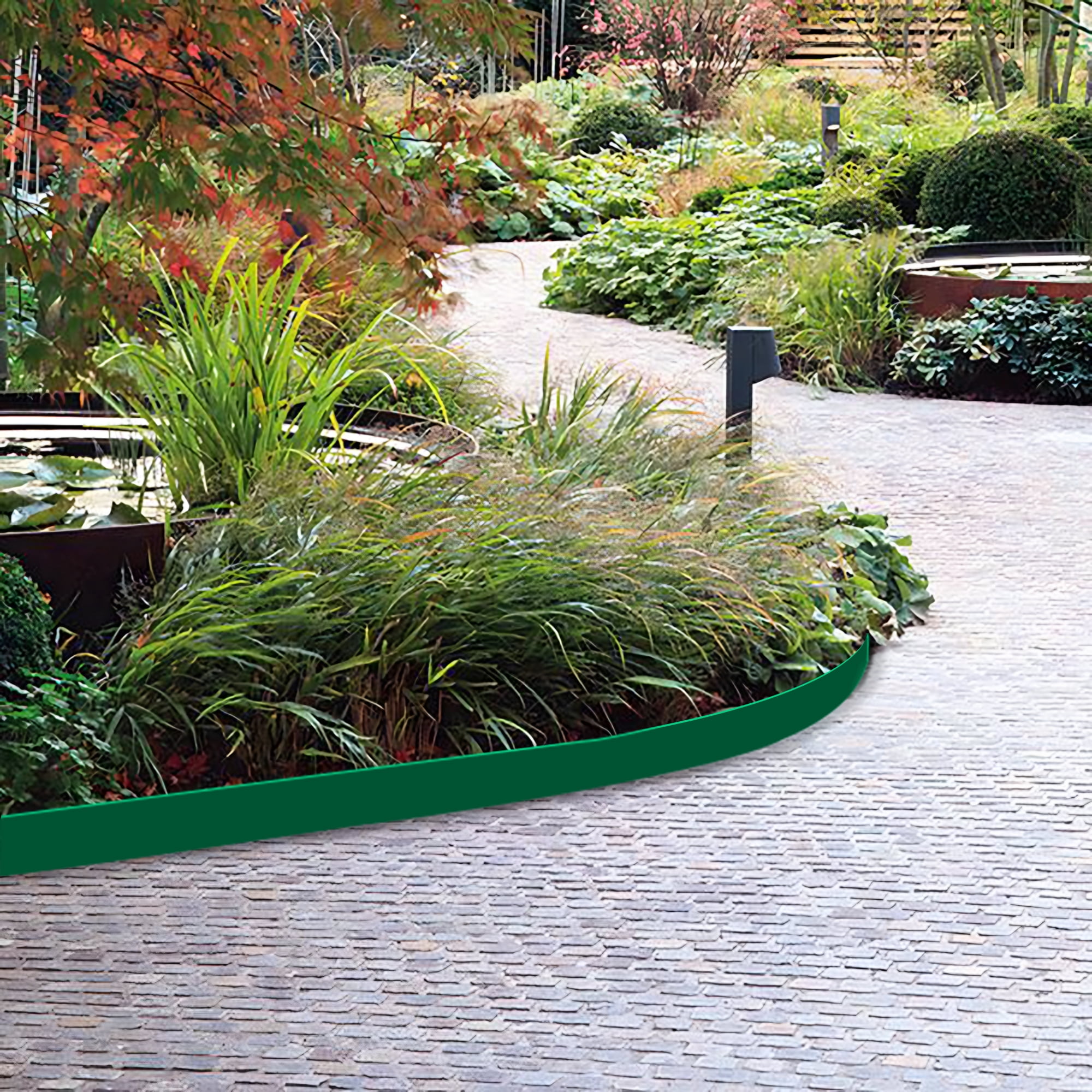 MAYEERTY 2 pcs Steel Landscape Edging, 42*8" Heavy Duty Steel Lawn Edging, Hammer Edging for Garden Borders, Green