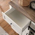 thumbnail image 6 of Farmhouse Wine Bar Cabinet w/Sliding Barn Door, 58" Kitchen Coffee Bar Cabinet w/Wine & Glass Rack, Storage Shelves, 3 Drawers, Rustic Large Buffet Sideboard for Dining Room, Antique White, 6 of 9