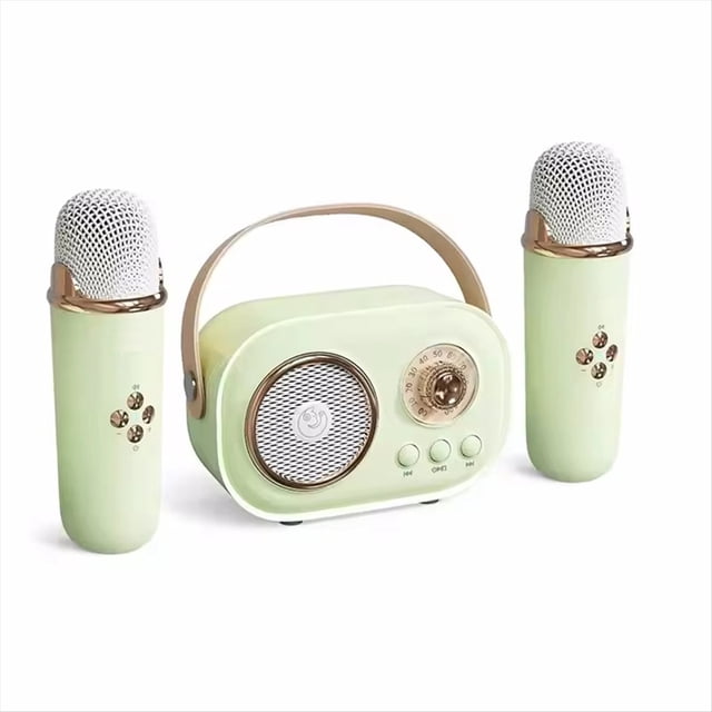 Altavoz Portátil Inalámbrico Bluetooth con Karaoke y Micrófono, Radio FM, Minicaja de Sonido, Columna Pequeña para Música, MP3, Color Verde.