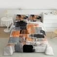 thumbnail image 3 of Manfei Adult Chic Rectangle Queen Comforter Set, Orange Oil Printing Artwork Bedding Sets, Modern Square Abstract Reversible Bedding Comforter Set, Luxury Bedroom Decor, 3pcs, 3 of 9