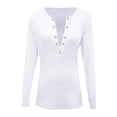 thumbnail image 4 of Holzkary Womens Long Sleeve Shirts Fall Clothes Henley Tops Business Casual Ribbed Blouses Fashion Trendy Outfits 2025 Casual Solid Color Open Collar Long Sleeved Button Top Women's T Shirt C Xxl, 4 of 4