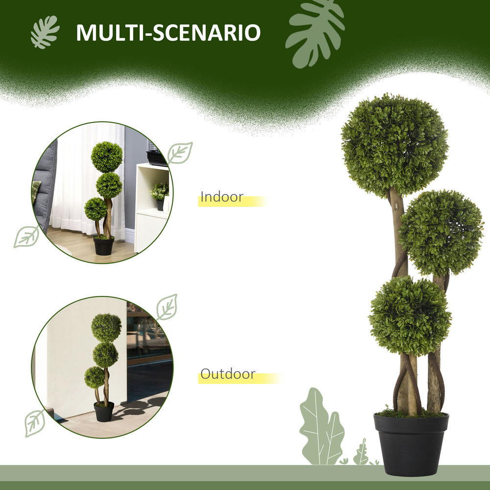 Resenkos 35.5" Artificial Ball Boxwood Topiary Tree Fake Plant in Pot for Indoor Outdoor Living Room Decoration Light Green