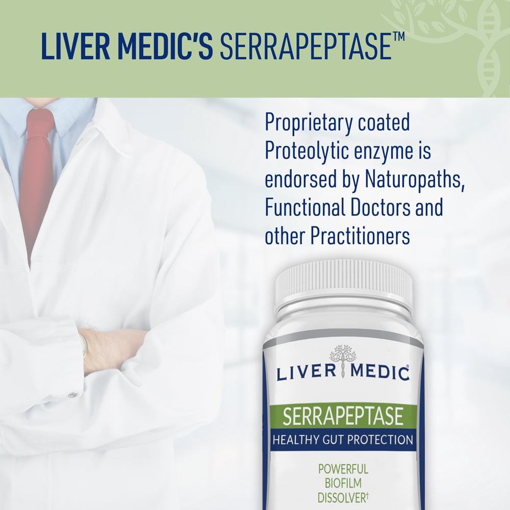 Serrapeptase Pure Digestive Enzymes (Enteric Coated) – Premium Healthy Gut Protection & Liver Support – Non-GMO, Vegan Liver Supplement for Gut Health. Digestive Enzymes & Tissue Support (60 Caps)