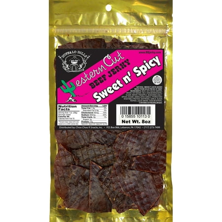 - Buffalo Bills 8oz Sweet n' Spicy Western Cut Beef Jerky Pack (brown sugar and black pepper jerky)