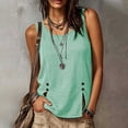 thumbnail image 4 of Xdegoge Womens Gingham Plaid Sleeveless Shirts Casual Scoop Neck Button Split Front Tank Tops Summer Vintage Retro Relaxed Fit Vacation Beach Flowy Blouses Everyday Basic Tees, 4 of 9