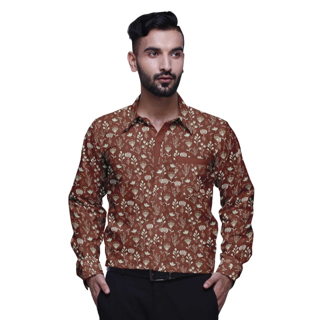 BESTMAN Casual PrintedShirtsFor Men Slim Fit Button Down Long SleeveShirt